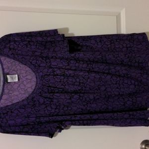 Purple Black Circles Pattern Blouse